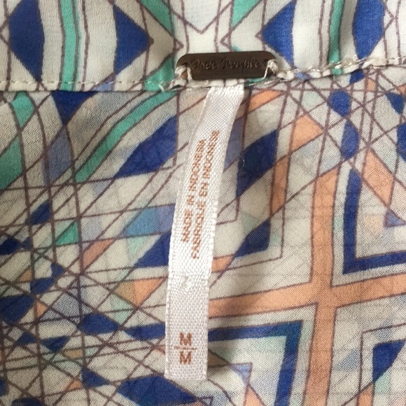 Free People easy Rider Geo Semi sheer Printed button Up Top - Picture 5 of 8